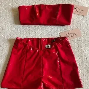 Oh Polly red latex set and tags still on never worn